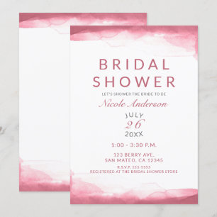 Invitation Fuchsine Mauve Rose Aquarelle Mariage Moderne Show