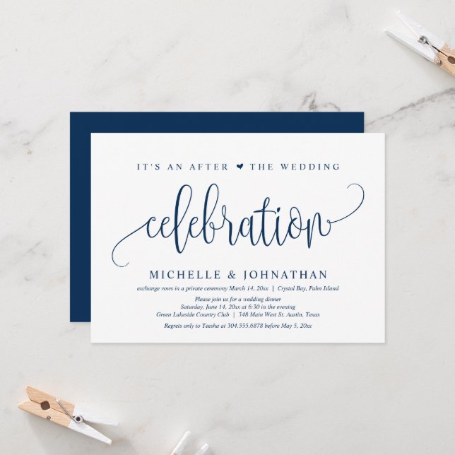 Invitation Fuite de mariage, Après la célébration de mariage  (Devant/Arrière en situation)