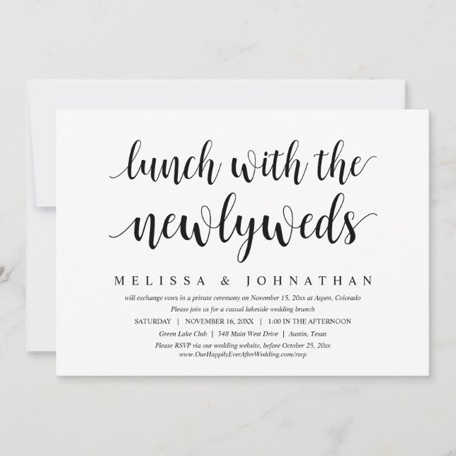 Invitation Fuite de mariage, déjeuner avec les jeunes mariés (Devant)