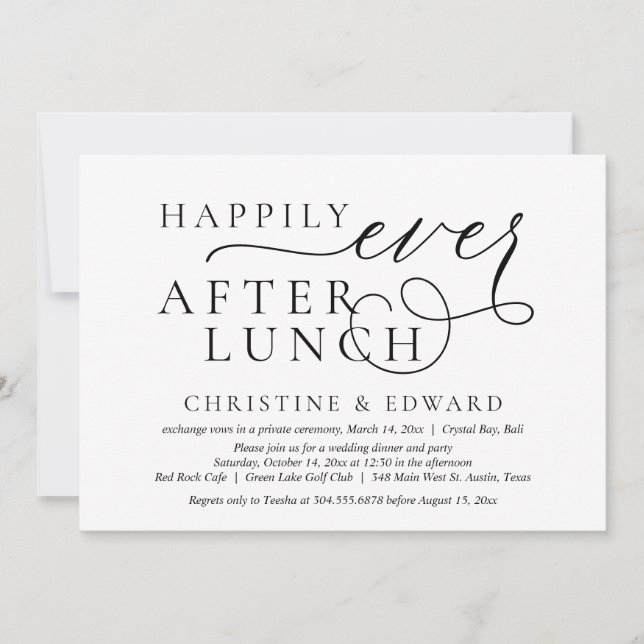 Invitation Fuite de mariage, déjeuner heureux à tout jamais (Devant)