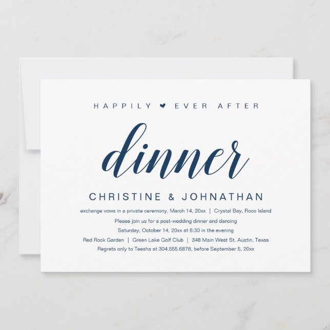 Invitation Fuite de mariage, dîner dîner Invit 'Joyeux Pour T (Devant)