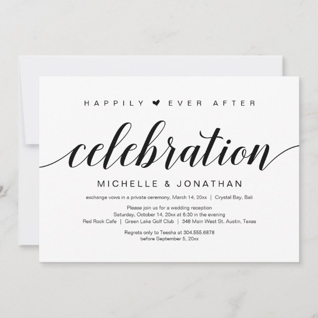 Invitation Fuite de Mariage, Écriture Noire Élégante (Devant)