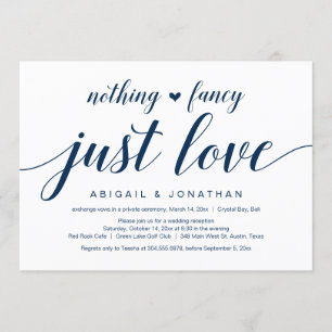 Invitation Fuite de mariage, élégant et chic script bleu mari