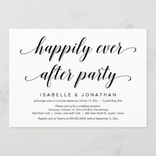 Invitation Fuite de mariage, élégant script noir chic