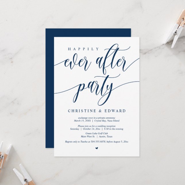 Invitation Fuite de mariage, fête pour toujours heureuse  (Devant/Arrière en situation)