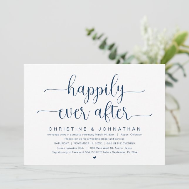 Invitation Fuite de mariage, fête pour toujours heureux (Debout devant)