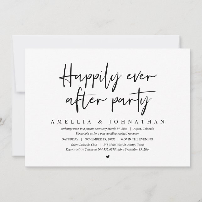 Invitation Fuite de mariage, fête pour toujours heureux (Devant)