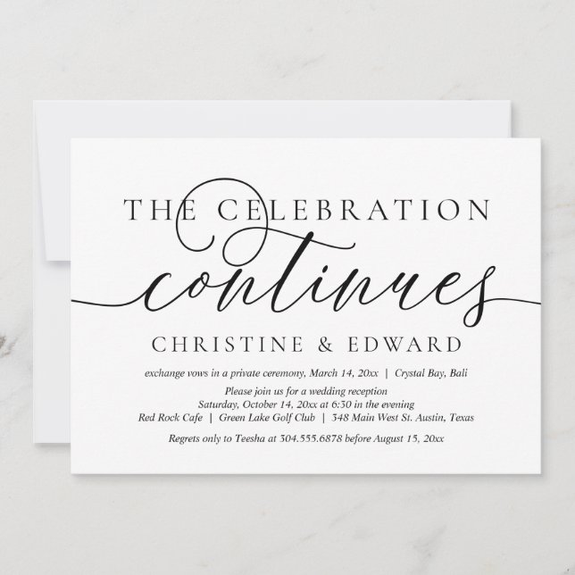 Invitation Fuite de mariage, La célébration continue Invit (Devant)