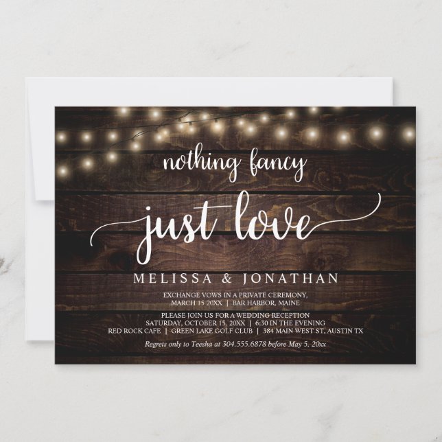 Invitation Fuite de mariage, rien de fantaisiste juste une in (Devant)