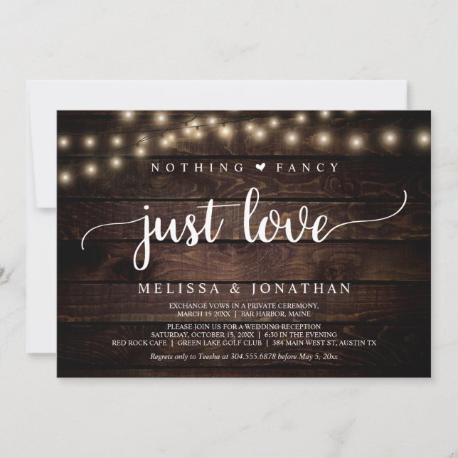 Invitation Fuite de mariage, rien de fantaisiste juste une in (Devant)
