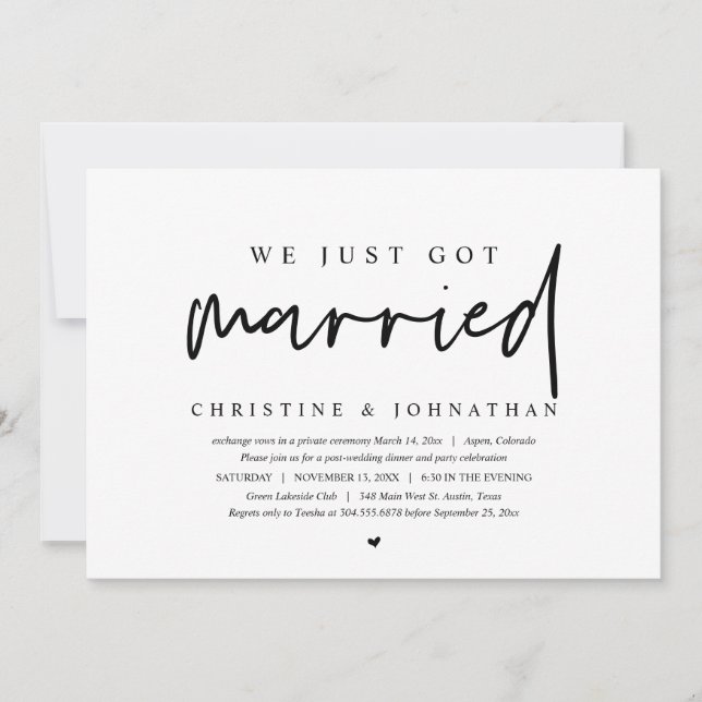Invitation Fuite de noce, nous venons de nous marier  Invitat (Devant)