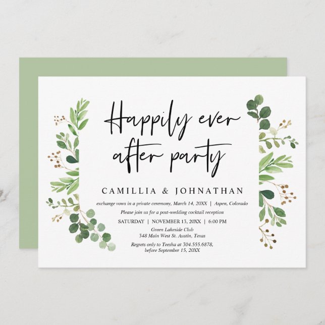 Invitation Fuite de noces, fête pour toujours (Devant / Derrière)