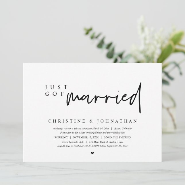 Invitation Fuite en amoureux, Nous venons de nous marier Invi (Debout devant)