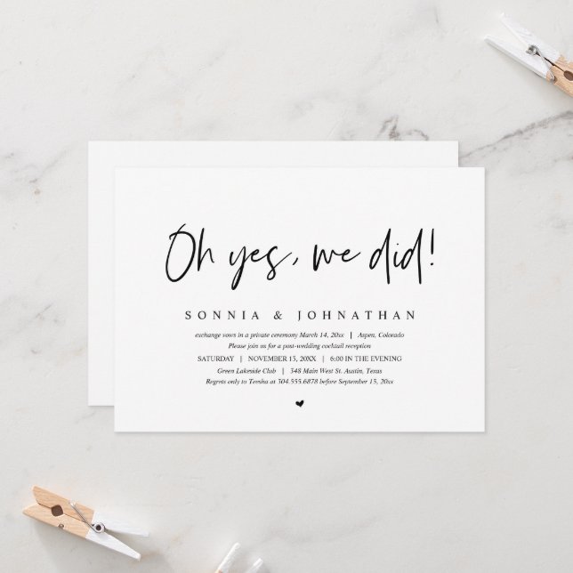 Invitation Fuite en amoureux, Oh oui, nous l'avons fait (Devant/Arrière en situation)