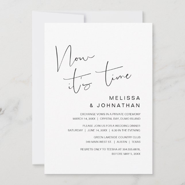 Invitation Fuite en mariage, C'est maintenant le moment (Devant)
