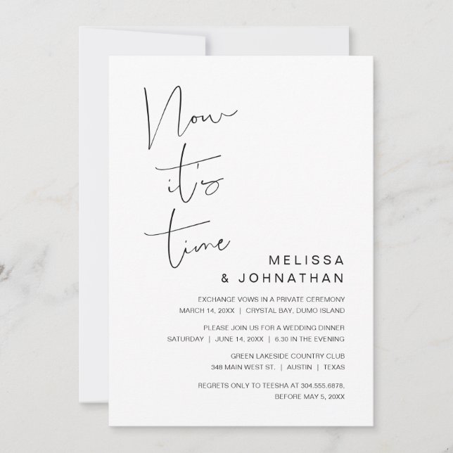 Invitation Fuite en mariage, c'est maintenant l'heure de l'in (Devant)
