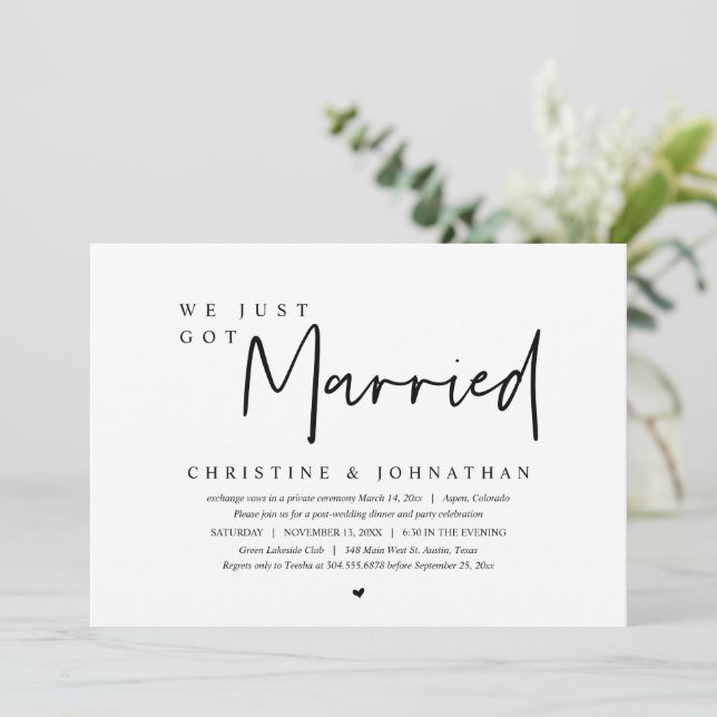 Invitation Fuite en mariage, Nous venons de nous marier (Debout devant)