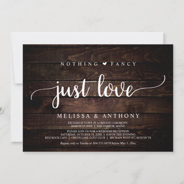 Invitation Fuite en mariage, rien de fantaisiste juste une in (Devant)