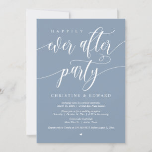Invitation Fuite, Fête de Mariage Heureux, Bleu Poussiéreux