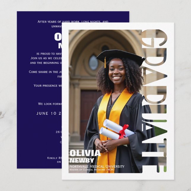 Invitation 🎓Full‑Photo Graduation Party (Devant / Derrière)