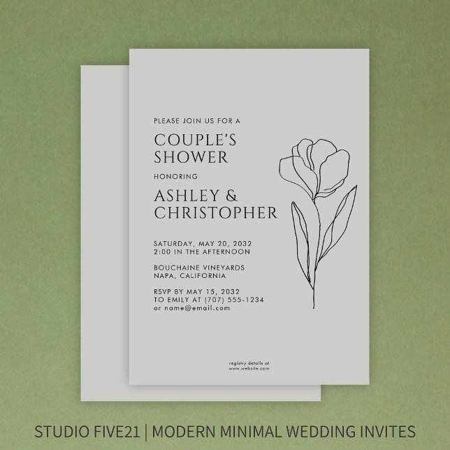 Invitation Fumée florale moderne Wedding shower noir (Créateur téléchargé)