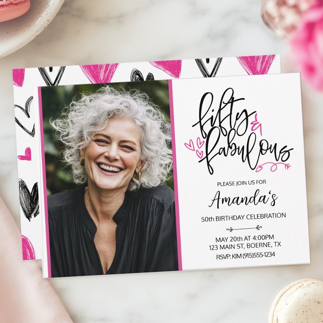 Invitation Fun 50 Anniversaire Photo Fabuleux (50 and Fabulous Birthday Party Invitation)