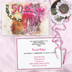 Invitation Fun 50 ans Anniversaire Vintage Vélo Féminin