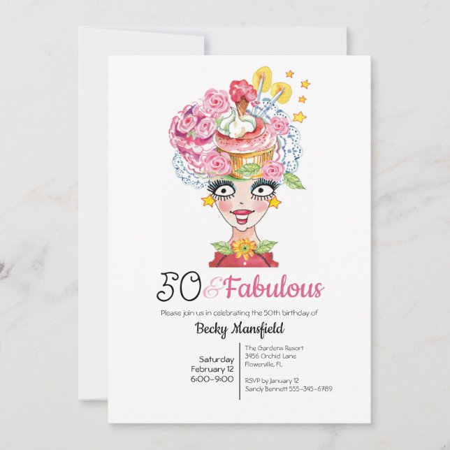 Invitation Fun 50 & Fabuleux Lady Casquette Multi Rose (Devant)