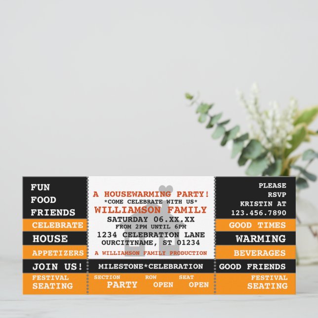 Invitation Fun Accueil Réchauffement Billet Style (Debout devant)