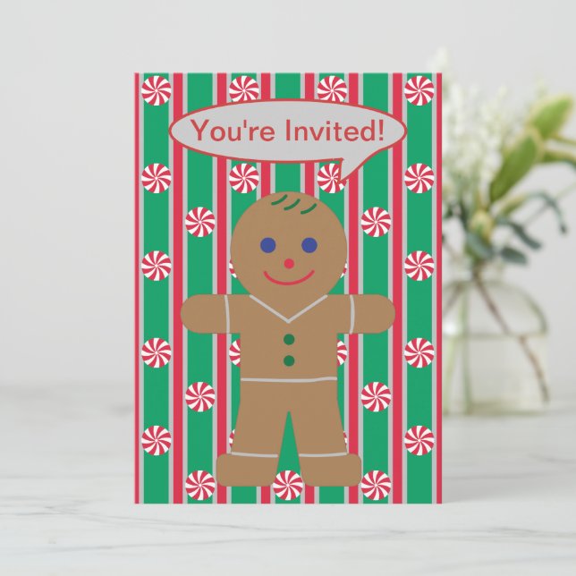 Invitation Fun and Fancy Christmas Gingbread Homme (Debout devant)