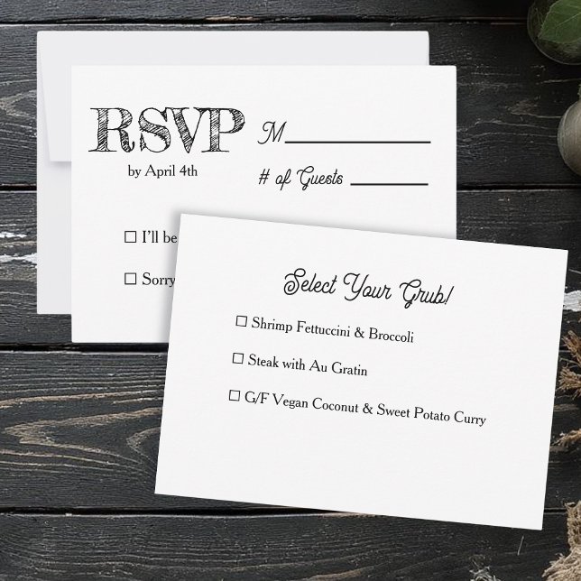Invitation Fun and Simple Black and White Wedding RSVP (Créateur téléchargé)
