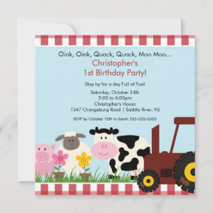 Invitation Fun Animal Barnyard fête d'anniversaire