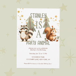 Invitation Fun Animal de fête Woodland Anniversaire