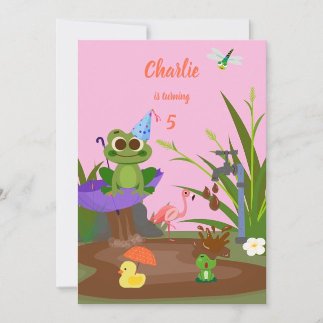 Invitation Fun anniversaire Choco Pond Froggy (Devant)