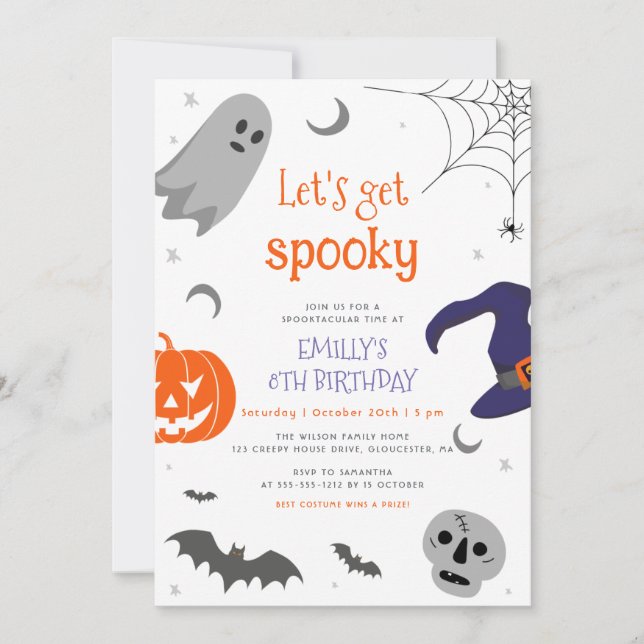 Invitation Fun Anniversaire Éffrayant pour Halloween (Devant)