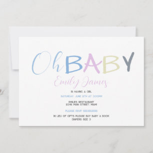 Invitation Fun Baby Lettres Baby shower de police de la main