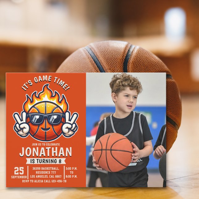 Invitation Fun Basketball Birthday boy with photo (Créateur téléchargé)
