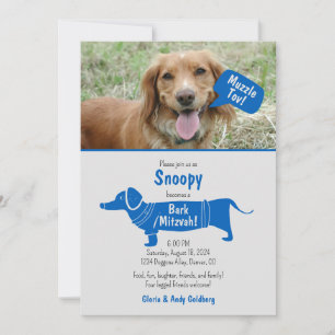 Invitation Fun Blue Grey Animateur Chien Muzzle Tov Bark Mitz