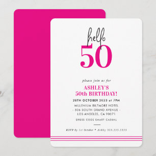 Invitation FUN bonjour 50 moderne fête d'anniversaire 50 ans