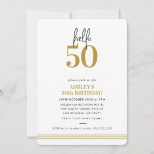 Invitation FUN bonjour 50 moderne fête d'anniversaire 50 ans