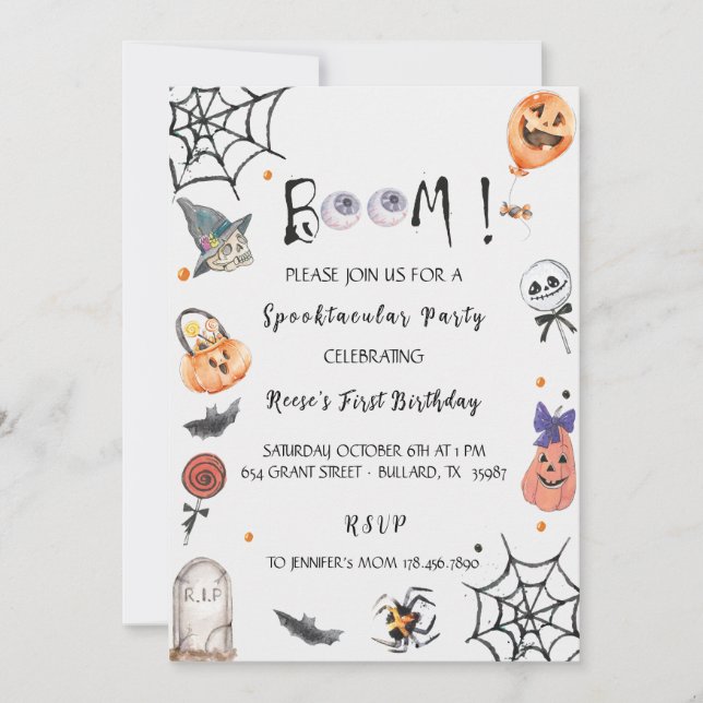 Invitation Fun Boo! Spooktacular Halloween birthday party (Devant)