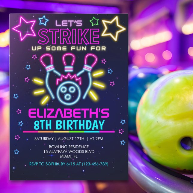 Invitation Fun Bowling Birthday Girl (Créateur téléchargé)
