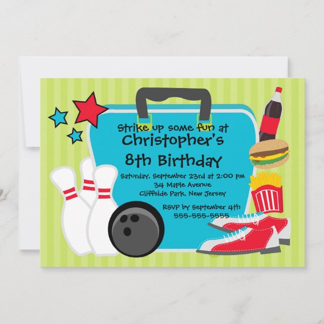 Invitation Fun Bowling Boys Birthday (Devant)