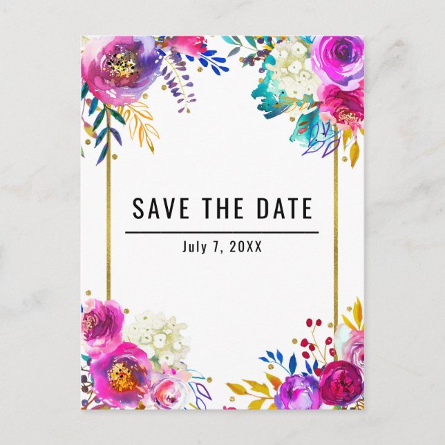 Invitation Fun Bright Bold Watercolor Florale à sa (Devant)