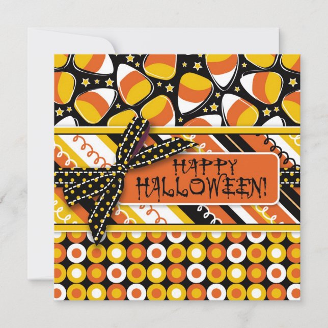 Invitation Fun Candy Corn Halloween couleurs (Devant)