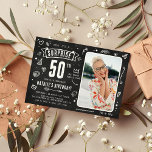 Invitation Fun Chalkboard Doodle Photo Surprise 50e anniversa<br><div class="desc">Amusant chalkboard moderne doodle photo 'Shhh... C'est une surprise' 50ème anniversaire de fête Invitation! Il vous suffit de télécharger une photo et de customiser le modèle avec vos propres détails d'événement.</div>