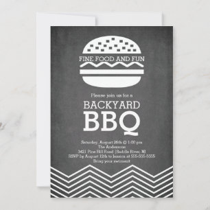 Invitation Fun Chalkboard moderne Chevron Barbecue Party