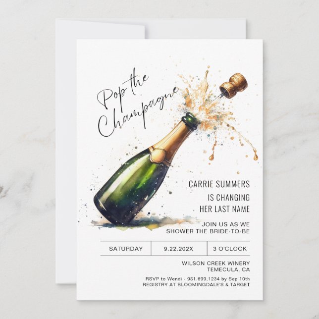 Invitation Fun Champagne Fête des mariées Anniversaire (Devant)
