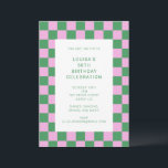 Invitation Fun Checkerboard rose vert géométrique Anniversair<br><div class="desc">Plaisir moderne Checkerboard Géométrique Anniversaire Invitation de fête en rose et vert</div>