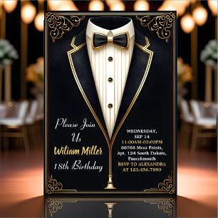 Invitation Fun Chic Suit Award Hommes Adulte Tuxedo 18e Anniv